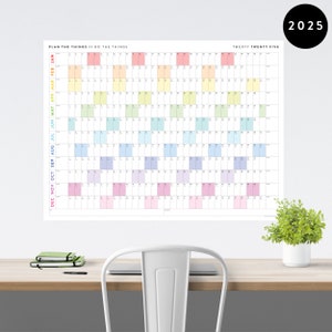 Riesen Wandkalender 2025 | 2025 Wandkalender | Jahresplaner | Jahresplaner | Monatsplaner | 2025 Jahresplaner (Horizontal / Regenbogen)