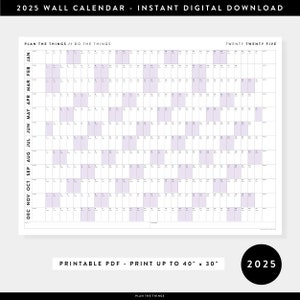 PRINTABLE 2025 Wall Calendar | Digital PDF Instant Download | 2025 Wall ...