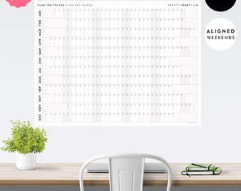 NEW LAYOUT! Giant 2026 Wall Calendar with Aligned Weekends | 2026 Annual Minimalist Yearly Planner (Horizontal / Gray )