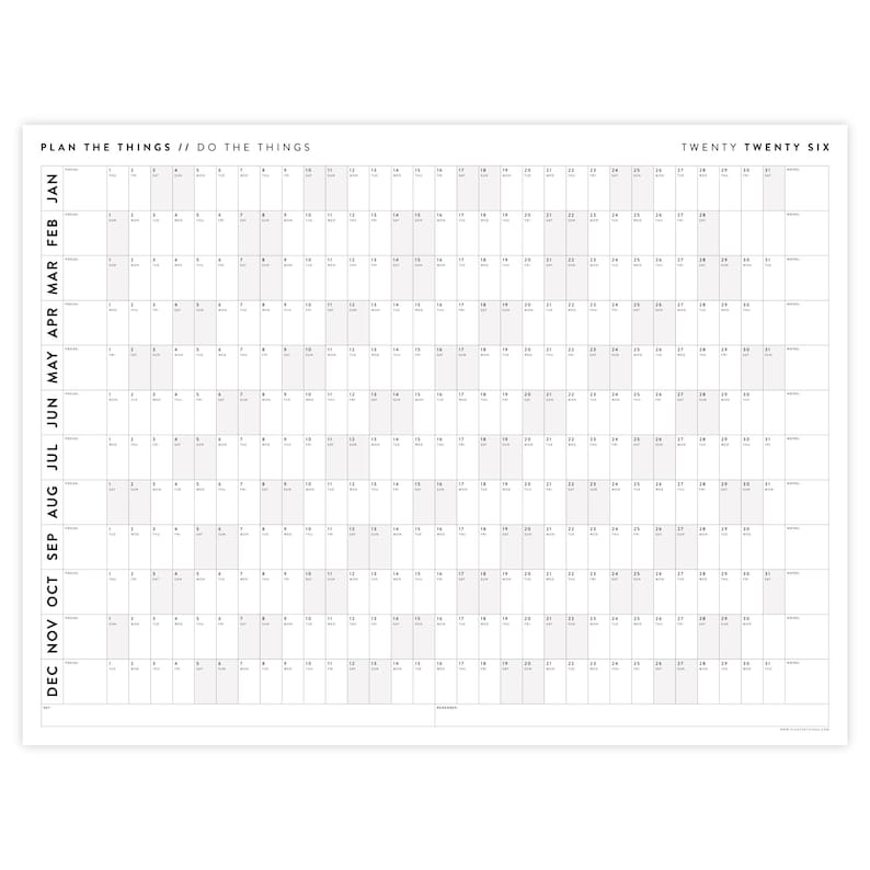 Riesen Wandkalender 2026 | 2026 Wandplaner | Jahresplaner | Jahresplaner | Monatsplaner | 2026 Jahresplaner (Horizontal / Grau) Bild 2