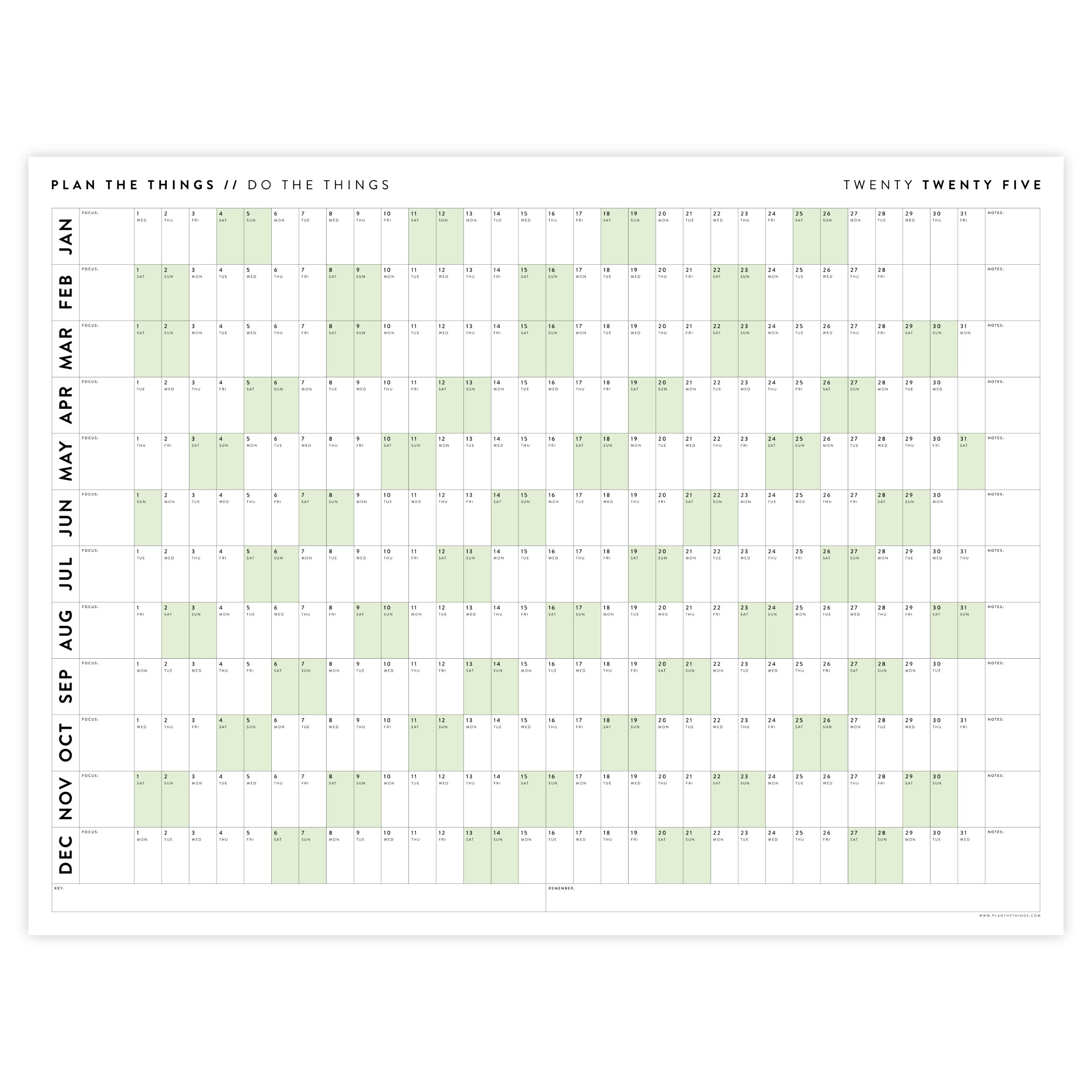 PRINTABLE 2025 Wall Calendar Digital PDF Instant Download Etsy