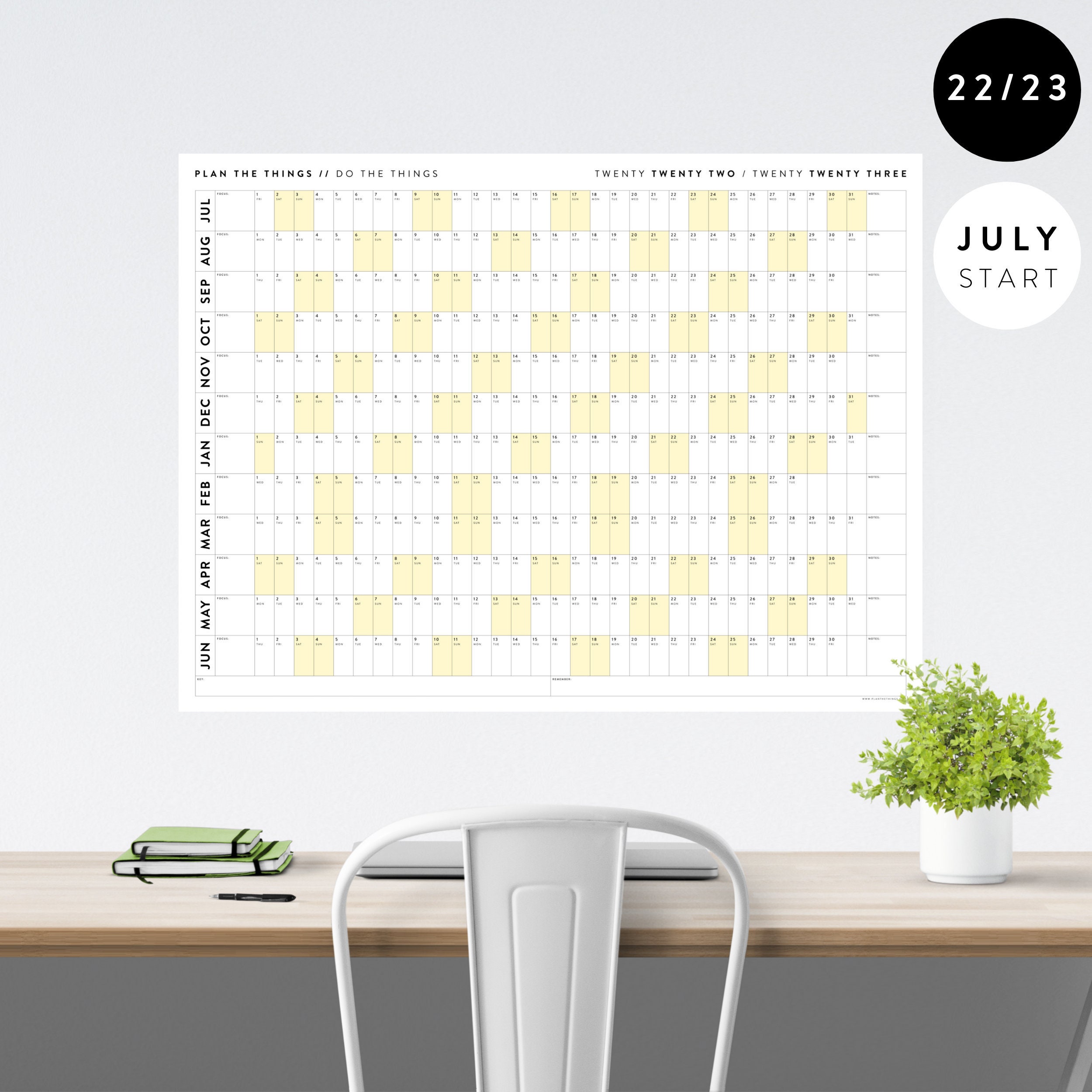 2022 2023 Academic Wall Calendar July Start MidYear Etsy