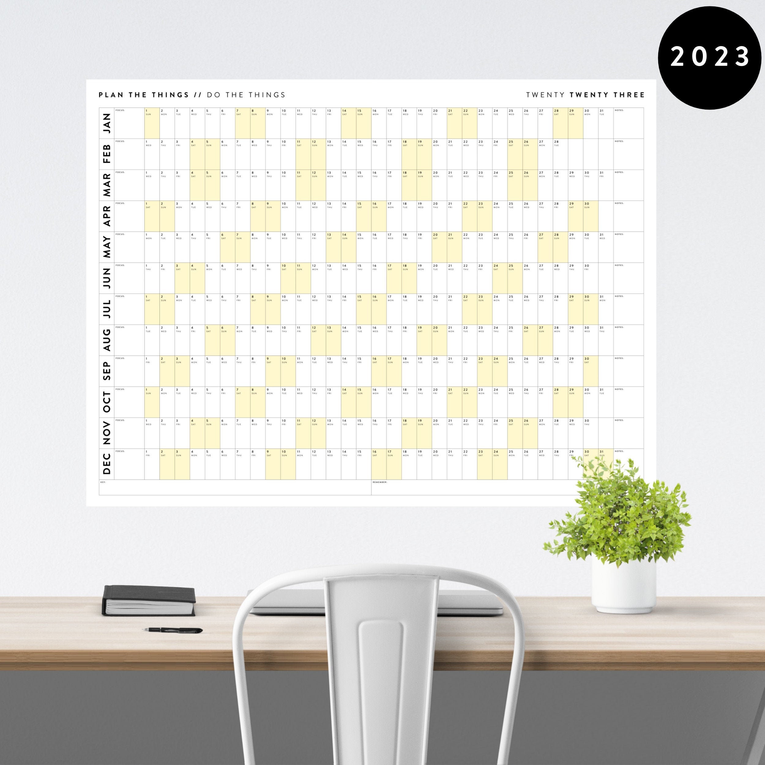 Giant 2023 Wall Calendar 2023 Wall Planner Annual Planner Etsy