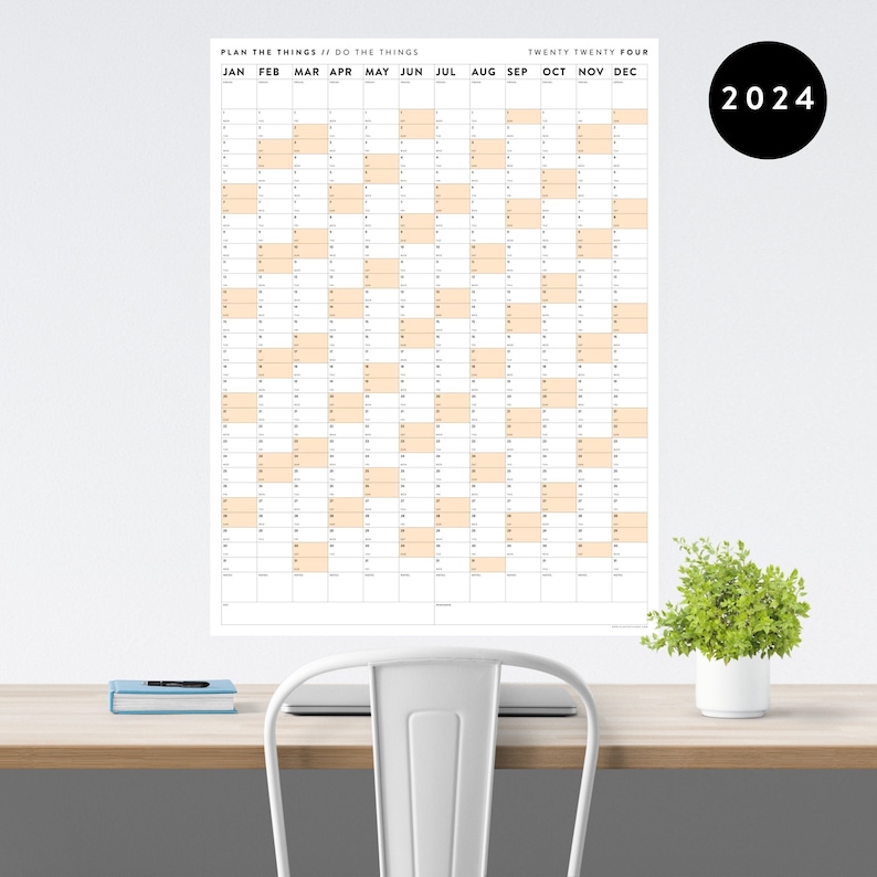 Giant 2024 Wall Calendar 2024 Large Wall Planner Annual Etsy Finland