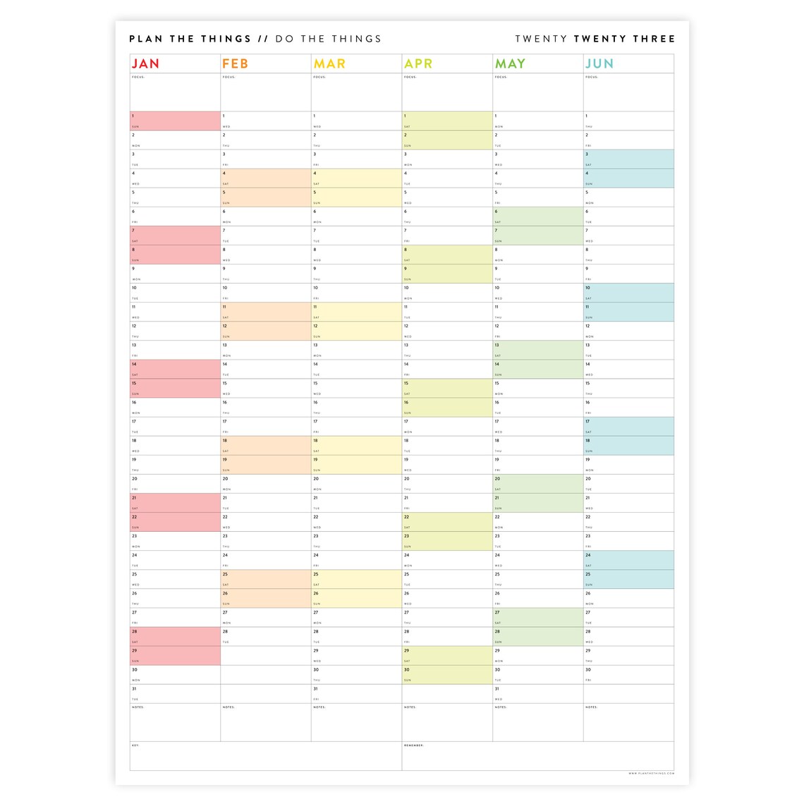 Six Month Giant Wall Calendar SET 2023 Half Year Planner Set Etsy Canada