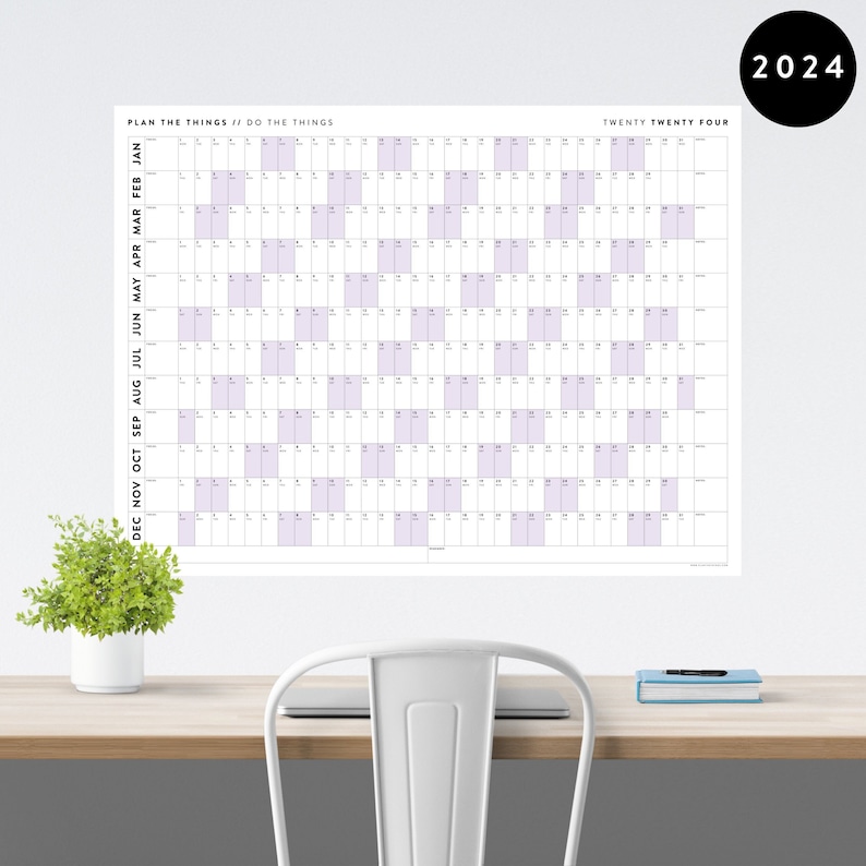Giant 2024 Wall Calendar 2024 Wall Planner Annual Planner Etsy