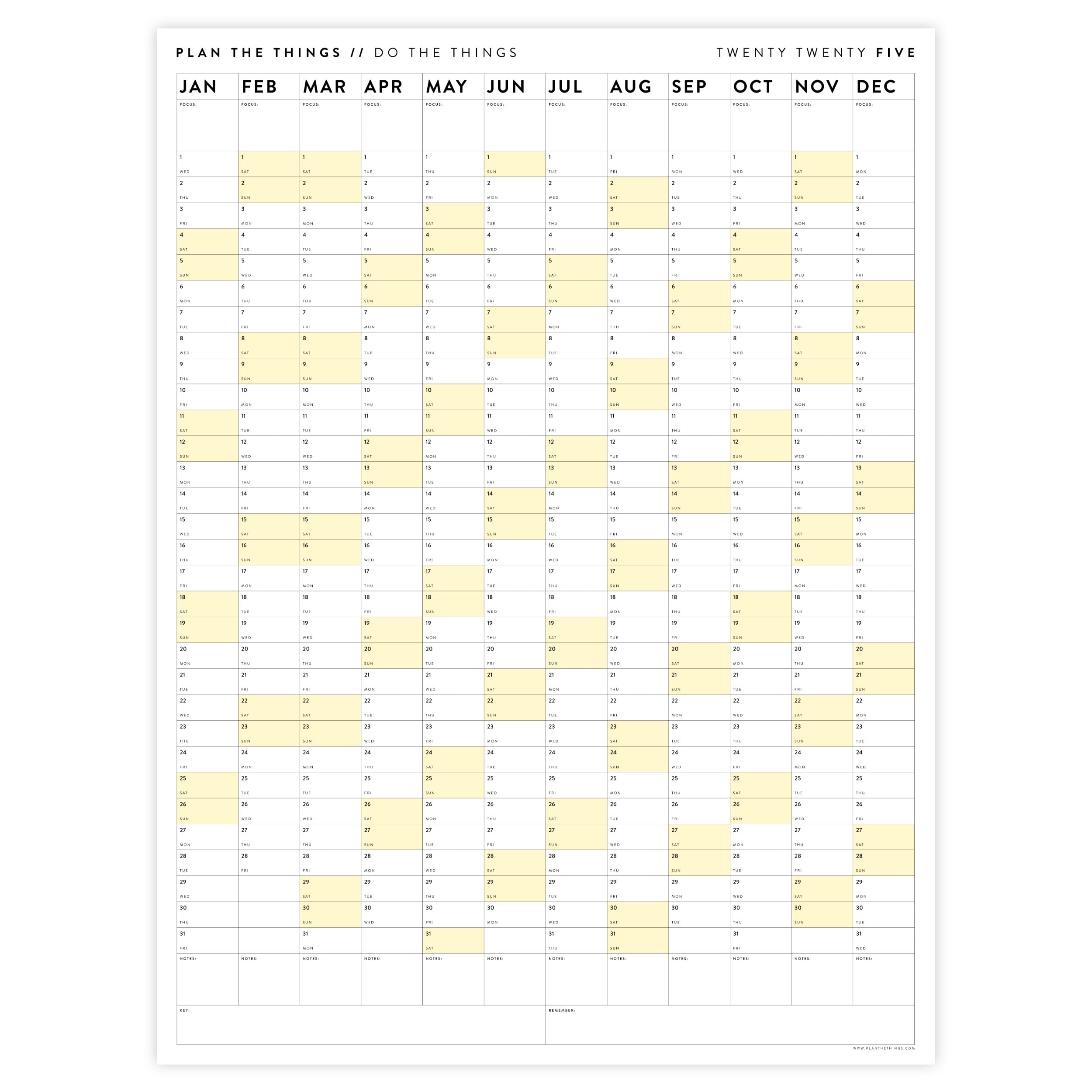 PRINTABLE 2025 Wall Calendar Digital PDF Instant Download Etsy