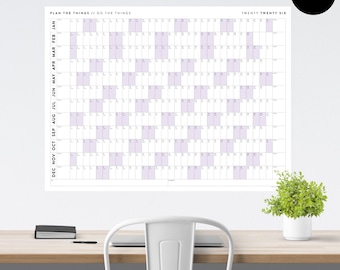 Giant 2026 Wall Calendar | 2026 Wall Planner | Annual Planner | Yearly Planner | Monthly Planner | 2026 Year Planner (Horizontal / Purple)