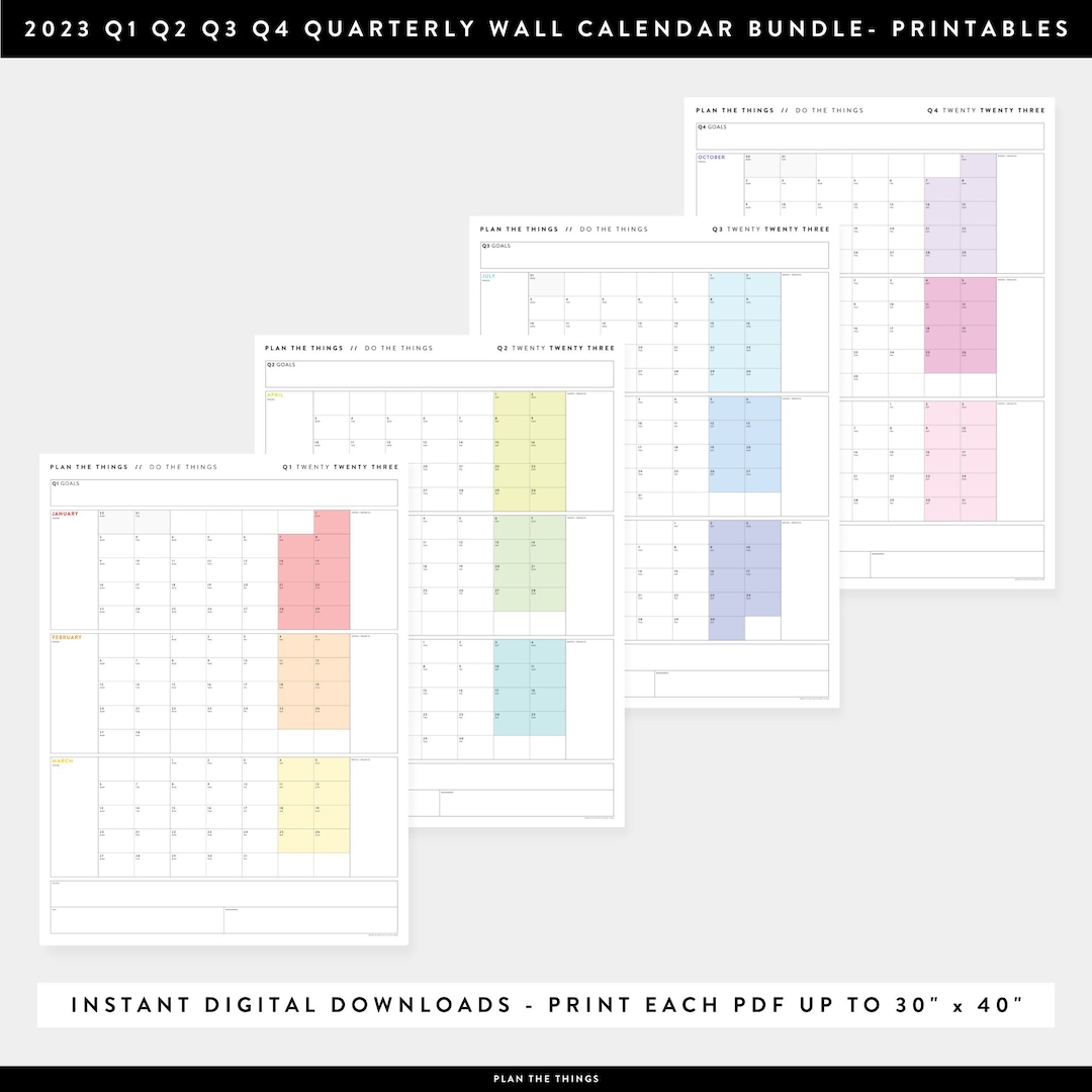 PRINTABLE 2025 Q1 Q2 Q3 Q4 Quarterly Wall Calendar Etsy UK