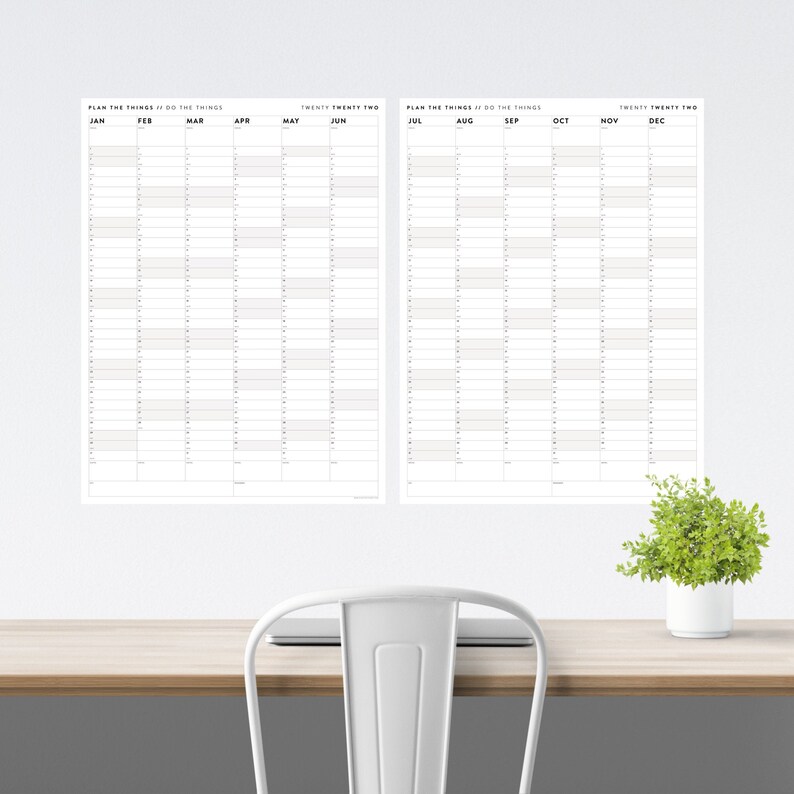 Six Month Giant Wall Calendar SET 2022 Half Year Planner Set Etsy