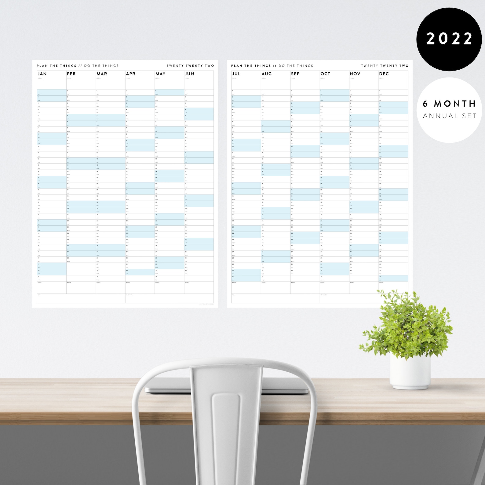 Six Month Giant Wall Calendar SET 2022 Half Year Planner Set Etsy