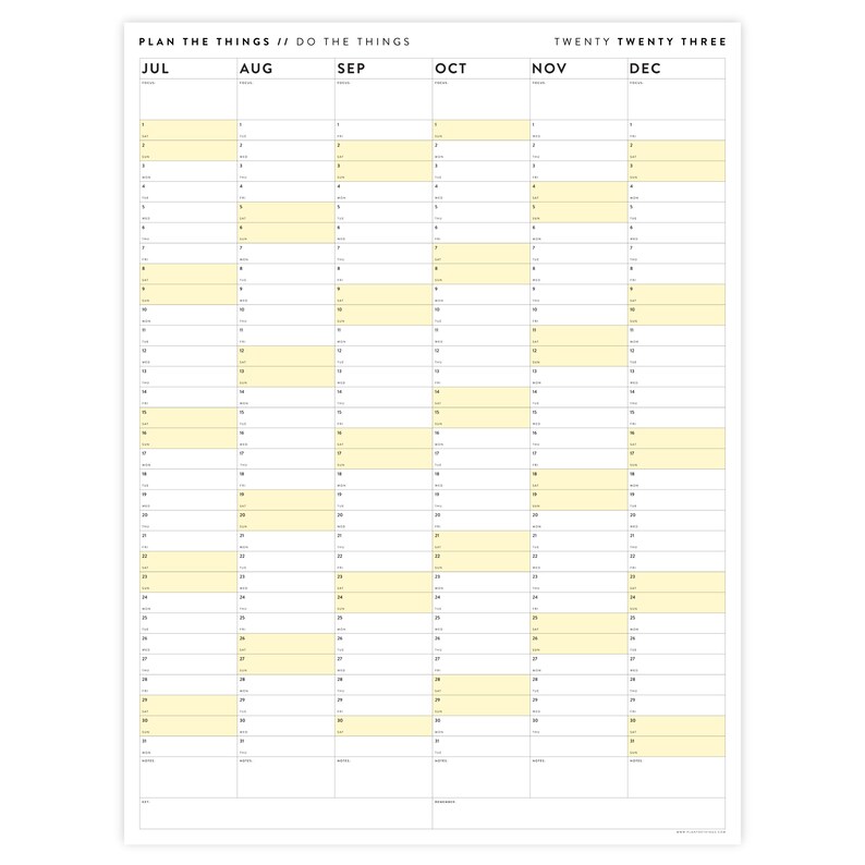Six Month 2023 Giant Wall Calendar July December Half - Etsy Singapore