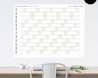 Giant 2027 Wall Calendar | 2027 Horizontal Linear Year Annual Visual Planner With Beige Weekends
