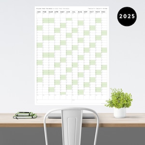 Giant 2025 Wall Calendar | 2025 Large Wall Planner | Annual Planner | Yearly Planner | Monthly Planner | 2025 Planner (Vertical / Green)