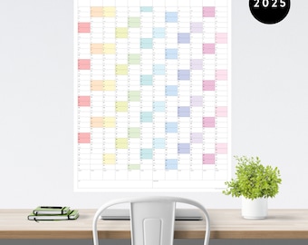 Giant 2025 Wall Calendar | 2025 Large Wall Planner | Annual Planner | Yearly Planner | Monthly Planner | 2025 Planner (Vertical / Rainbow)