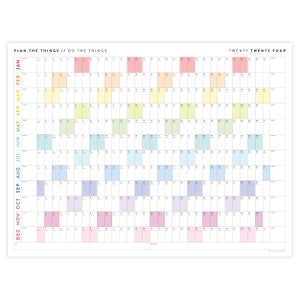 Gigantische wandkalender 2024 2024 Wandplanner Jaarplanner Jaarplanner Maandplanner Jaarplanner 2024 horizontaal / regenboog afbeelding 2