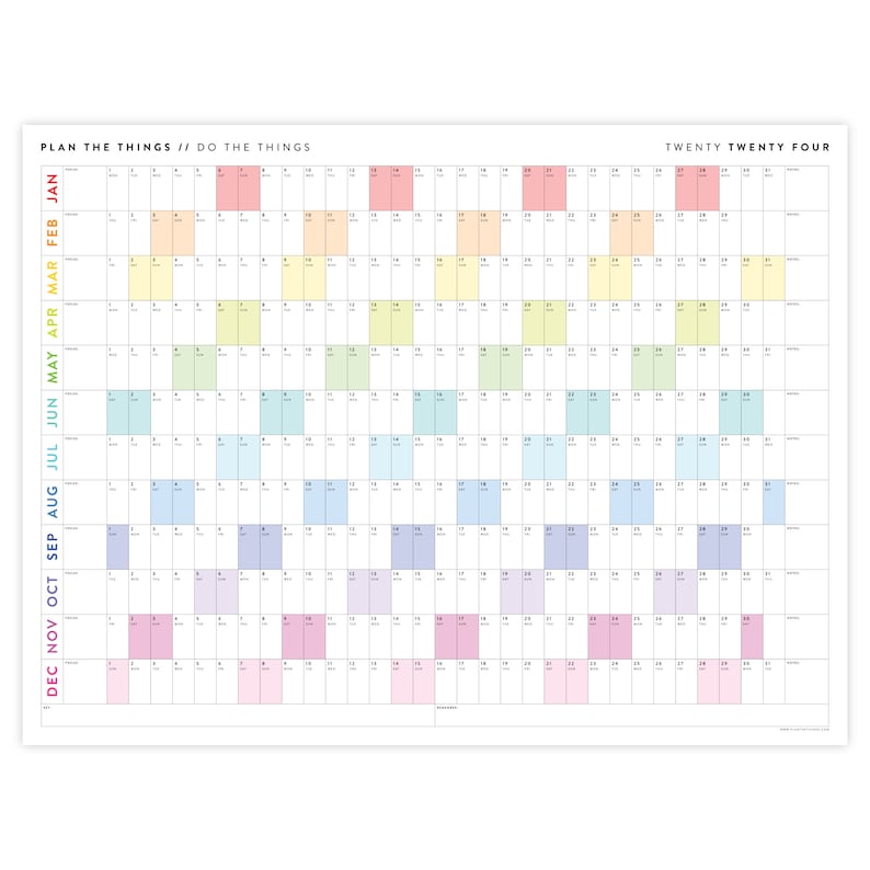 Gigantische wandkalender 2024 2024 Wandplanner Jaarplanner Jaarplanner Maandplanner Jaarplanner 2024 horizontaal / regenboog afbeelding 2
