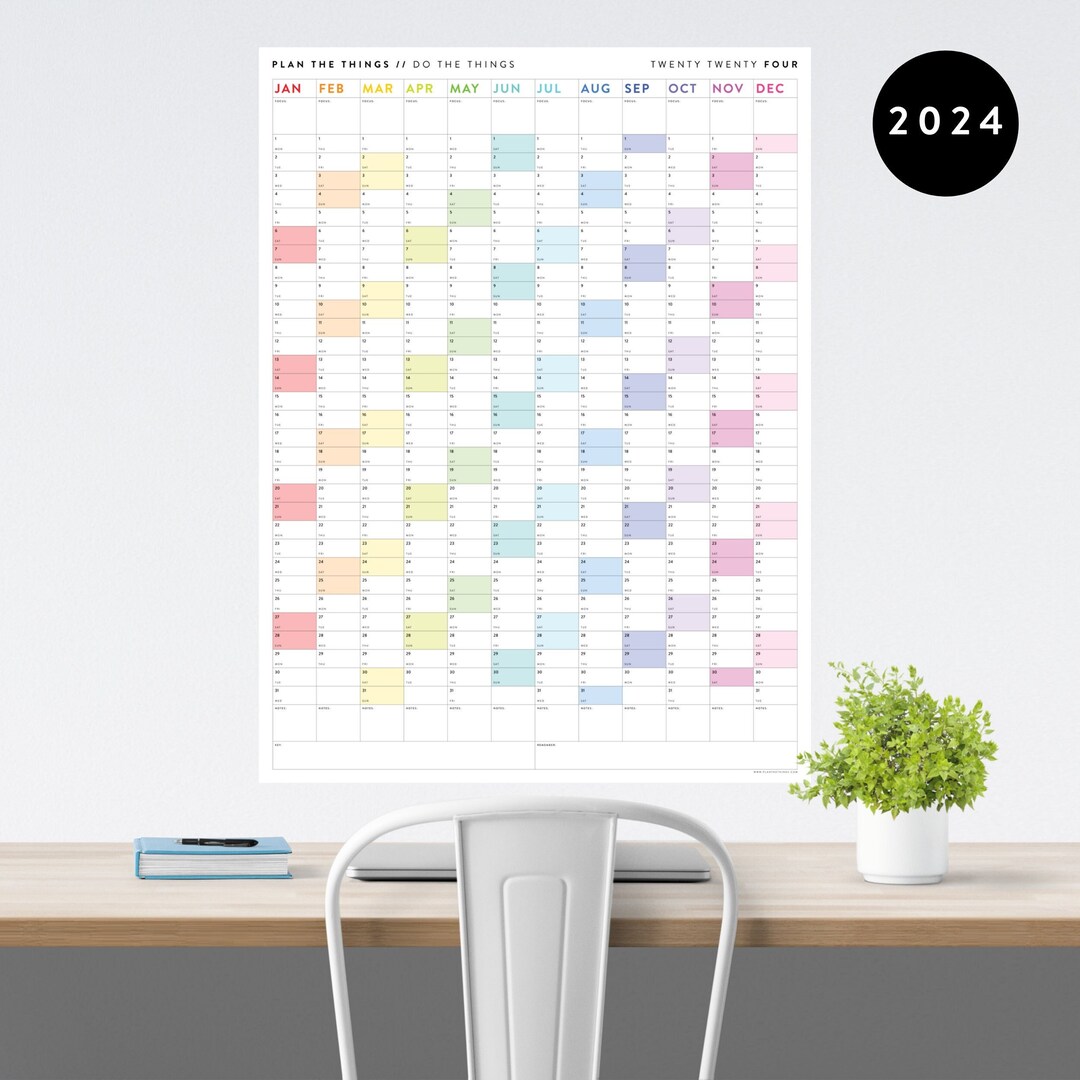 Giant 2024 Wall Calendar 2024 Large Wall Planner Annual Planner Yearly ...