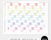 PRINTABLE 2026 Wall Calendar | Digital PDF Instant Download | 2026 Wall Planner | Monthly Planner | 2026 Year Planner (Horizontal / Rainbow)