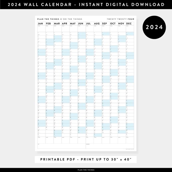 Calendario da parete 2024 STAMPABILE / Download istantaneo PDF digitale /  Pianificatore da parete 2024 / Pianificatore mensile / Pianificatore  annuale 2024 Verticale / Blu -  Italia