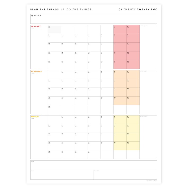 printable q1 2022 quarterly wall calendar digital pdf etsy