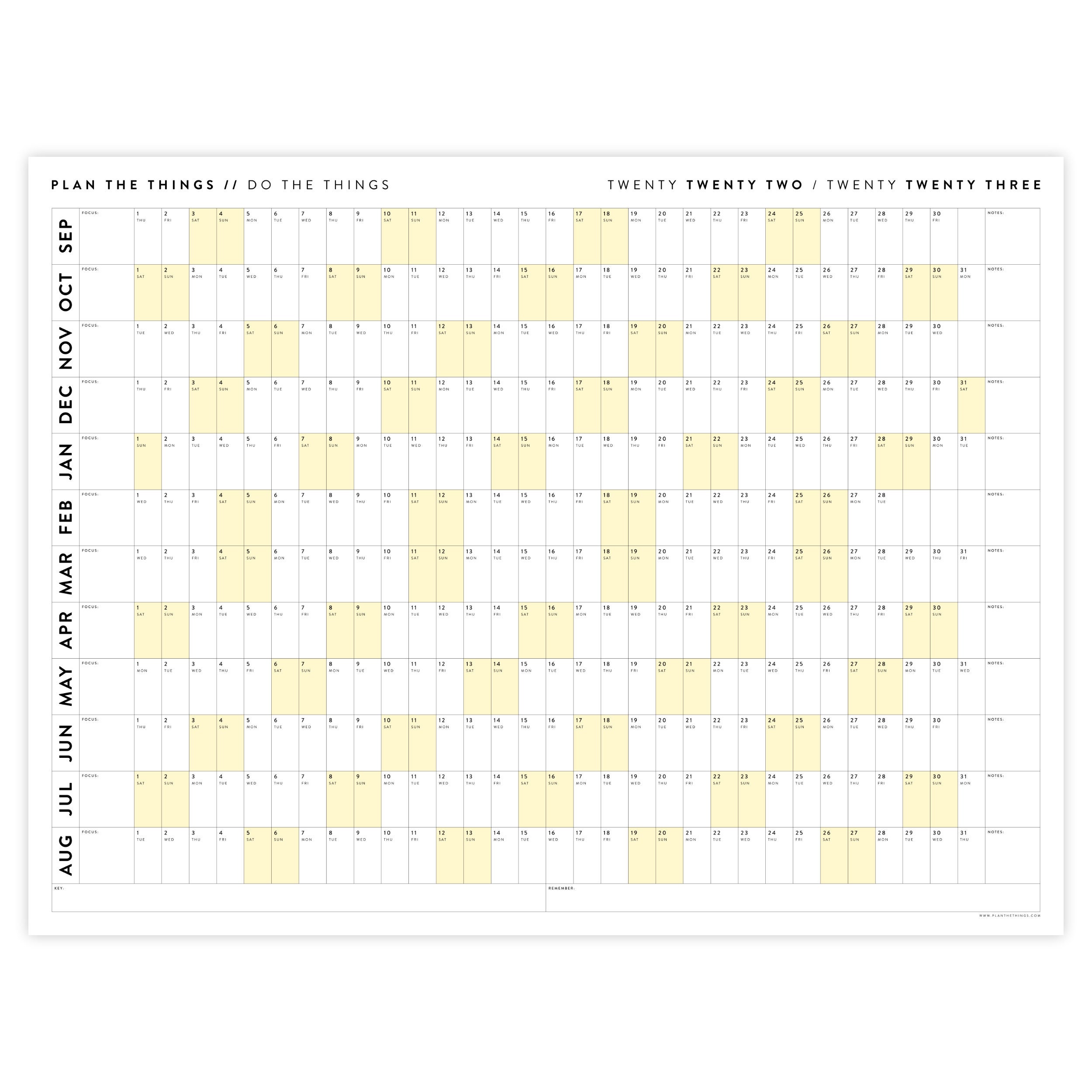 2022 2023 Academic Wall Calendar September Start Etsy UK