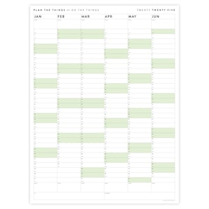 PRINTABLE Six Month Giant Wall Calendar SET 2025 | Half Year Planner ...