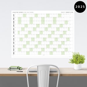 Giant 2025 Wall Calendar | 2025 Wall Planner | Annual Planner | Yearly Planner | Monthly Planner | 2025 Year Planner (Horizontal / Green)