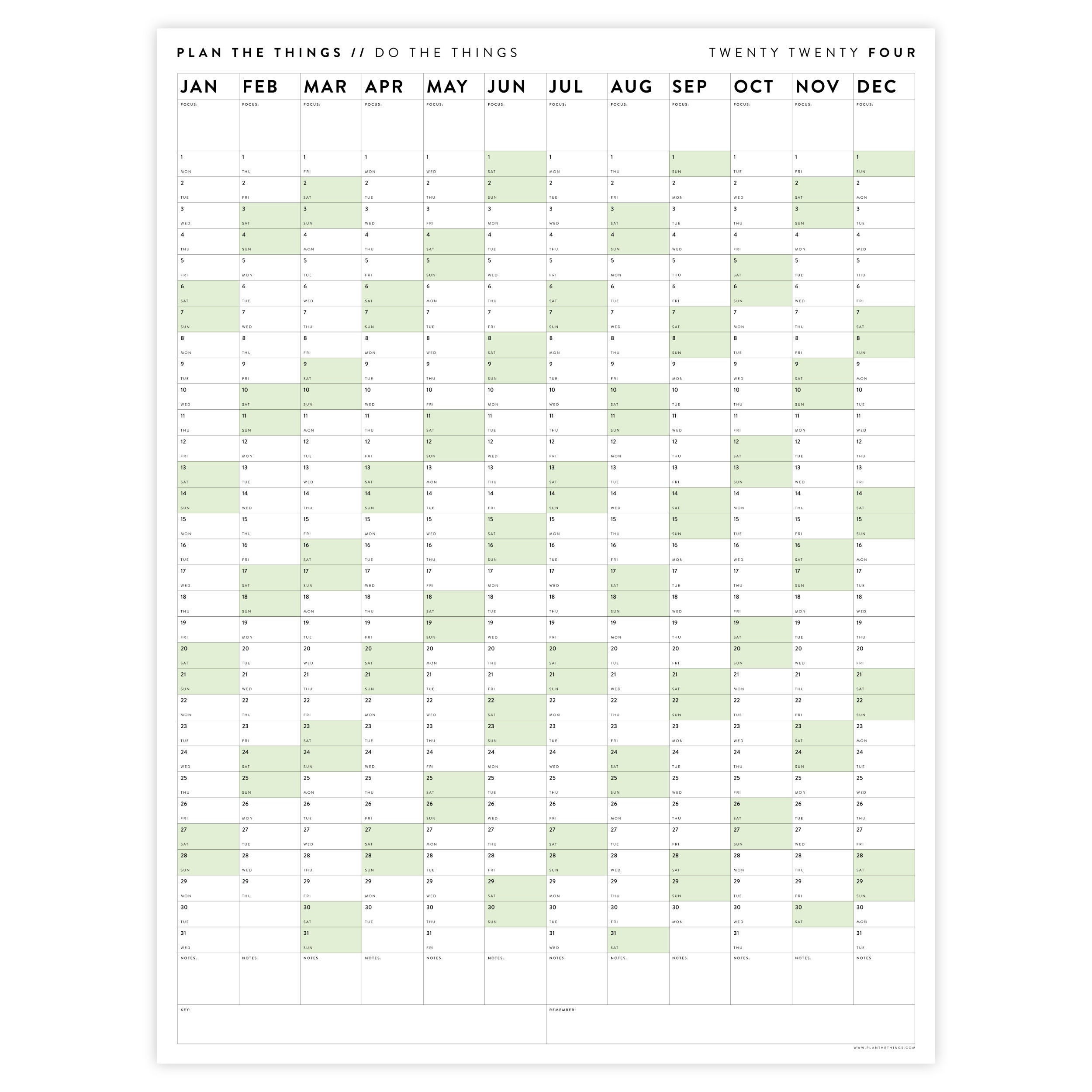 Giant 2024 Wall Calendar 2024 Large Wall Planner Annual Etsy Hong Kong