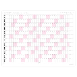 Giant 2024 Wall Calendar 2024 Wall Planner Annual Planner Yearly Planner Monthly Planner 2024 Year Planner Horizontal / Pink image 2
