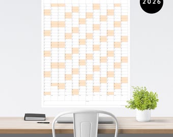 Giant 2026 Wall Calendar | 2026 Large Wall Planner | Annual Planner | Yearly Planner | Monthly Planner | 2026 Planner (Vertical / Orange)