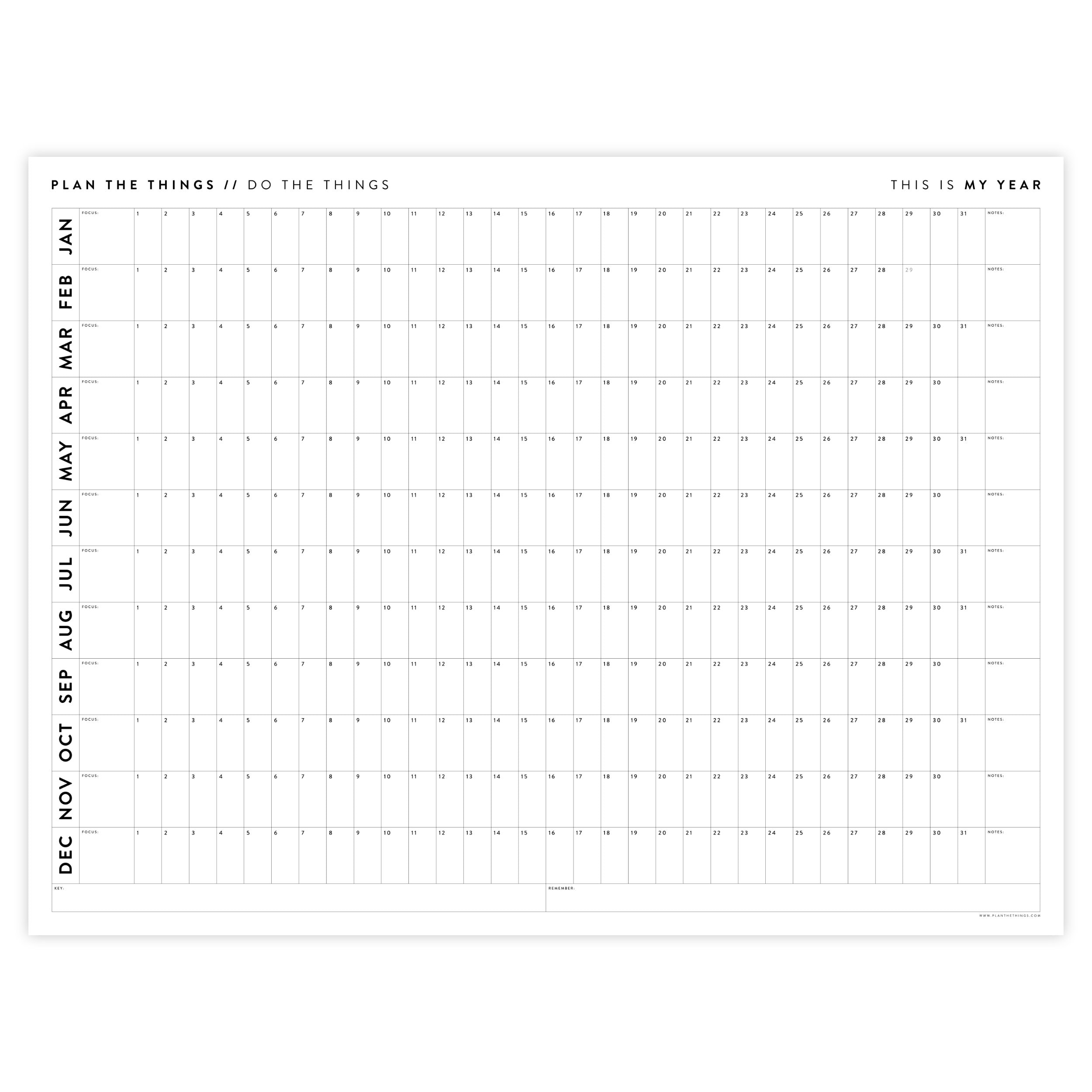 Giant Perpetual Wall Calendar Undated Annual Calendar Etsy