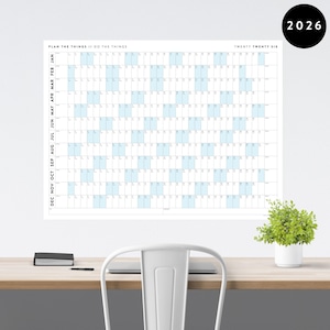 Giant 2026 Wall Calendar | 2026 Wall Planner | Annual Planner | Yearly Planner | Monthly Planner | 2026 Year Planner (Horizontal / Blue)