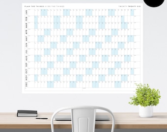 Giant 2026 Wall Calendar | 2026 Wall Planner | Annual Planner | Yearly Planner | Monthly Planner | 2026 Year Planner (Horizontal / Blue)