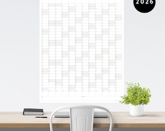 Giant 2026 Wall Calendar | 2026 Large Wall Planner | Annual Planner | Yearly Planner | Monthly Planner | 2026 Planner (Vertical / Gray)