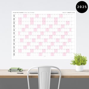 Giant 2025 Wall Calendar | 2025 Wall Planner | Annual Planner | Yearly Planner | Monthly Planner | 2025 Year Planner (Horizontal / Pink)