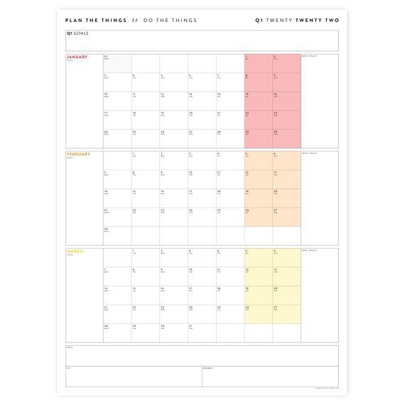 printable q1 q2 q3 q4 2022 quarterly wall calendar bundle etsy