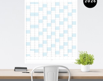 Giant 2026 Wall Calendar | 2026 Large Wall Planner | Annual Planner | Yearly Planner | Monthly Planner | 2026 Planner (Vertical / Blue)