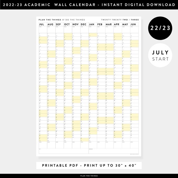 PRINTABLE 2022 2023 July Start Academic Wall Calendar PDF - Etsy Singapore PRINTABLE 2022 2023 July Start Academic Wall Calendar PDF - Etsy Singapore