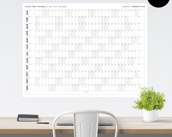 Riesen Wandkalender 2026 | 2026 Wandplaner | Jahresplaner | Jahresplaner | Monatsplaner | 2026 Jahresplaner (Horizontal / Grau)