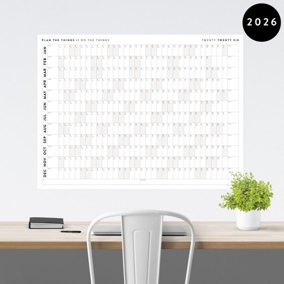 Giant 2026 Wall Calendar | 2026 Wall Planner | Annual Planner | Yearly Planner | Monthly Planner | 2026 Year Planner (Horizontal / Gray)