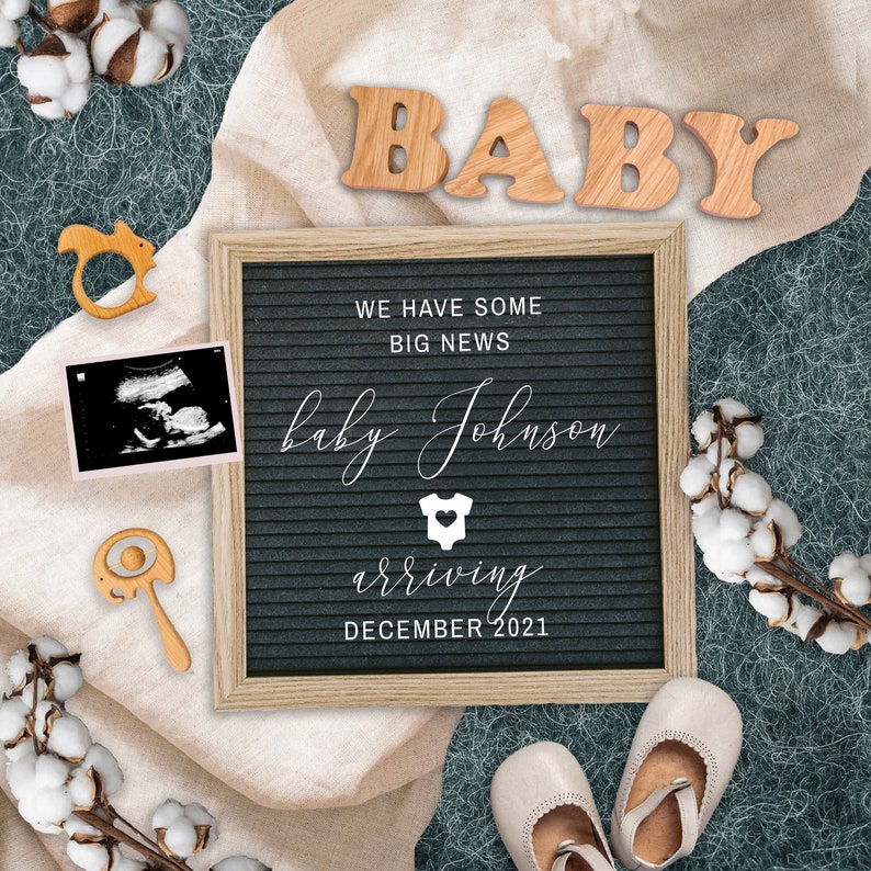 Download Digital Pregnancy Announcement Social Media Pregnancy Announcement Gender Neutral Letter Board Editable Announcement Template Paper Paper Party Supplies Colonialgolfhart Com