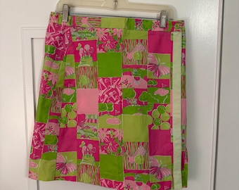 Lilly Pulitzer Vintage Golf Skort Size 8 Perfect Condition Pink And Green