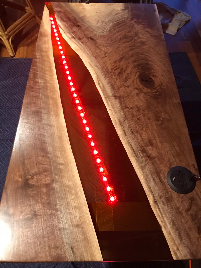 Solid Black Walnut River Table, Epoxy Resin Office Desk or Table