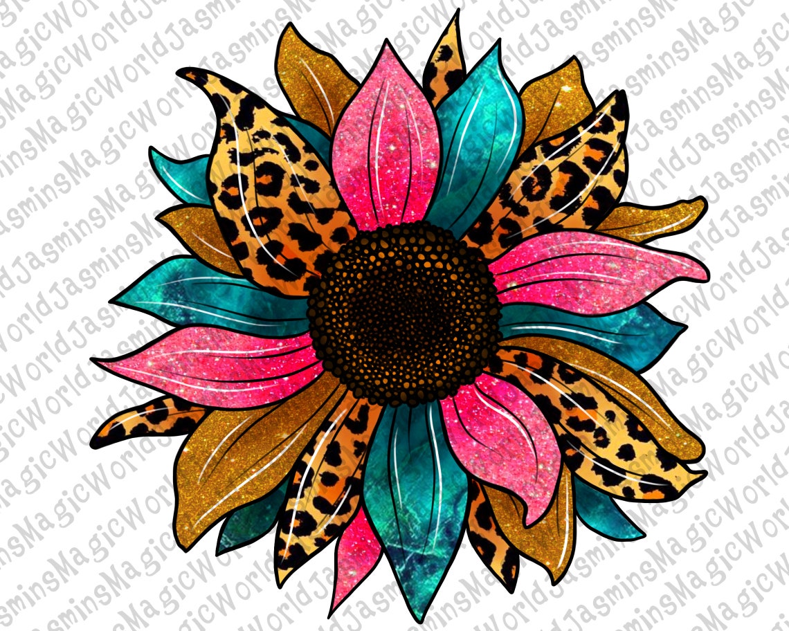 Leopard Sunflower Design Pngcheetah Leopard Sunflower Design Etsy
