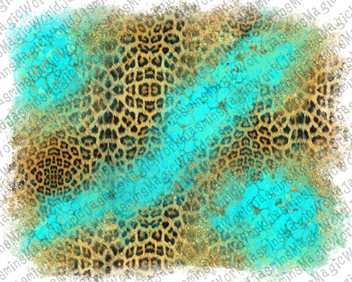 Leopard Turquoise Background PNG Background Western | Etsy