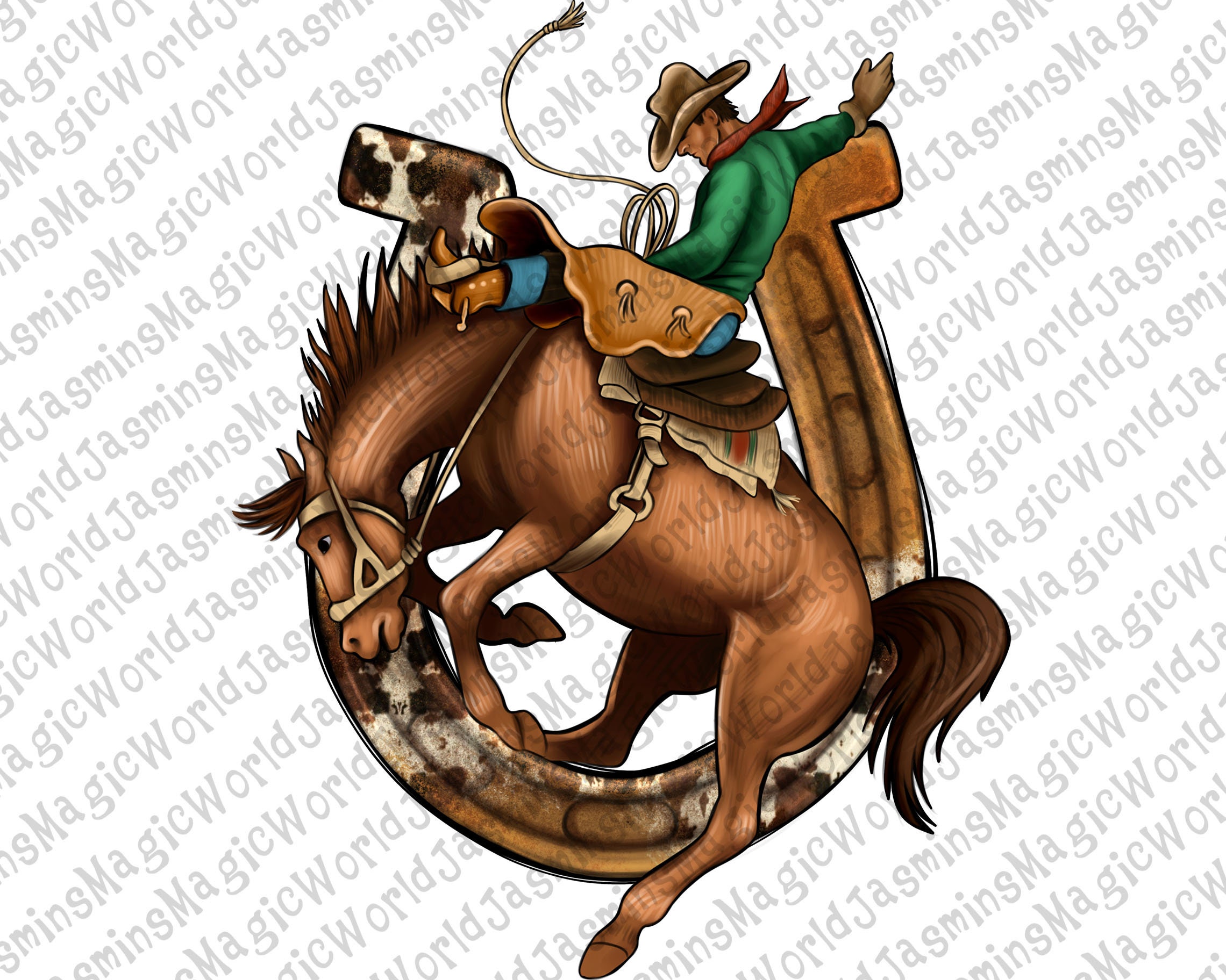 Horseshoe cowboy and horse