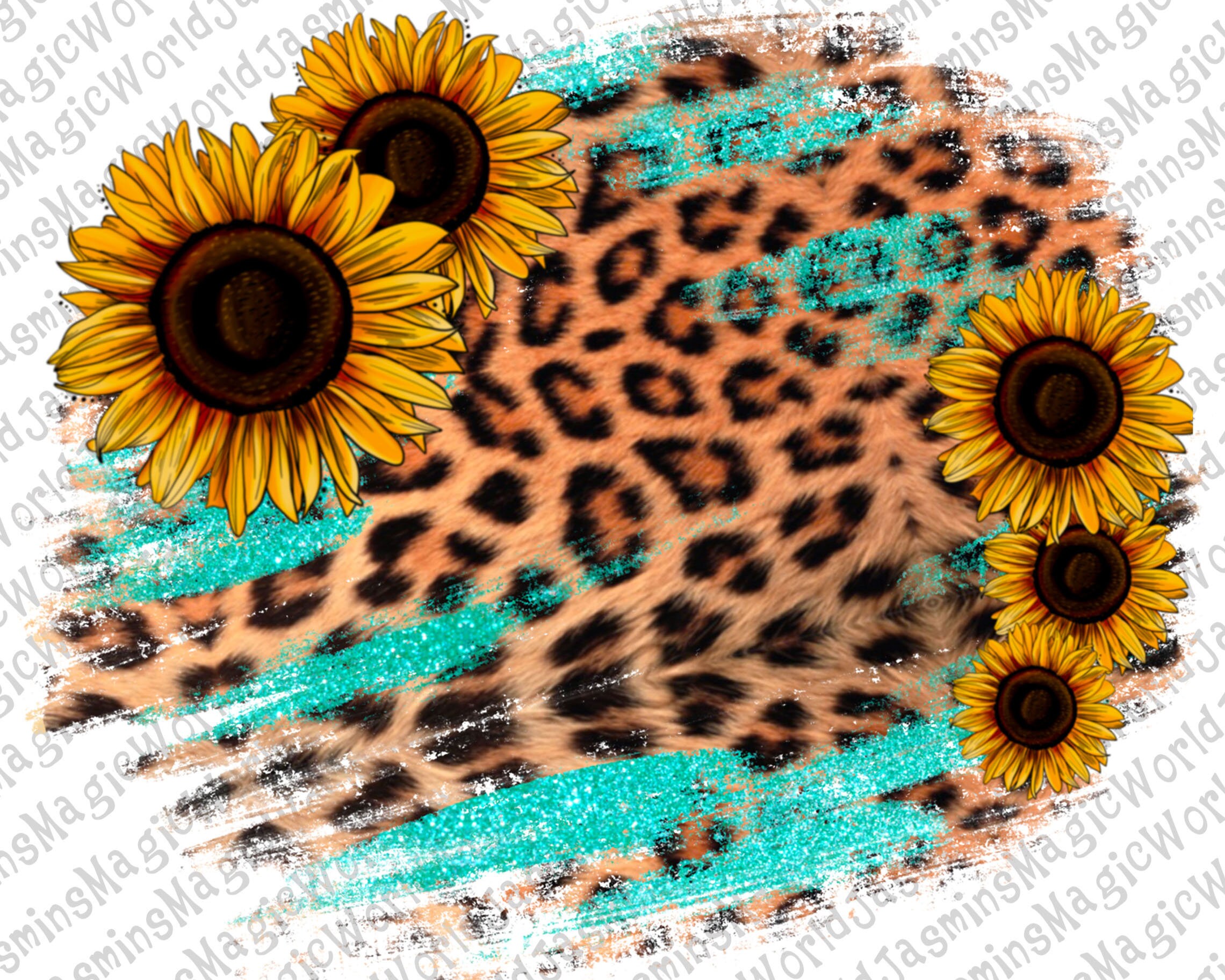 Sunflower and Leopard Background Png Distressed Leopard | Etsy