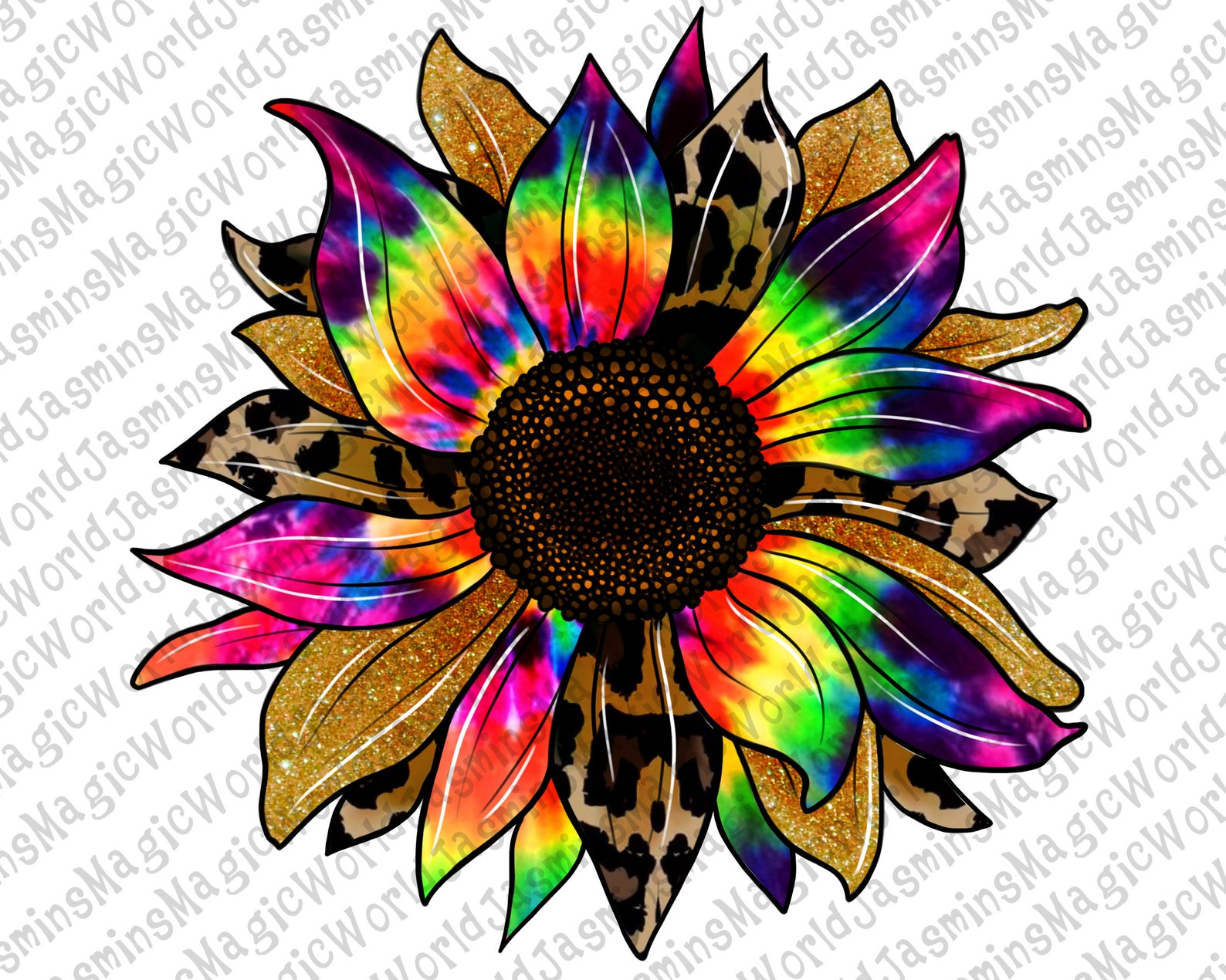 Tie Dye Sunflower Design Pngsunflower Tie Dye Mix Leopard Etsy