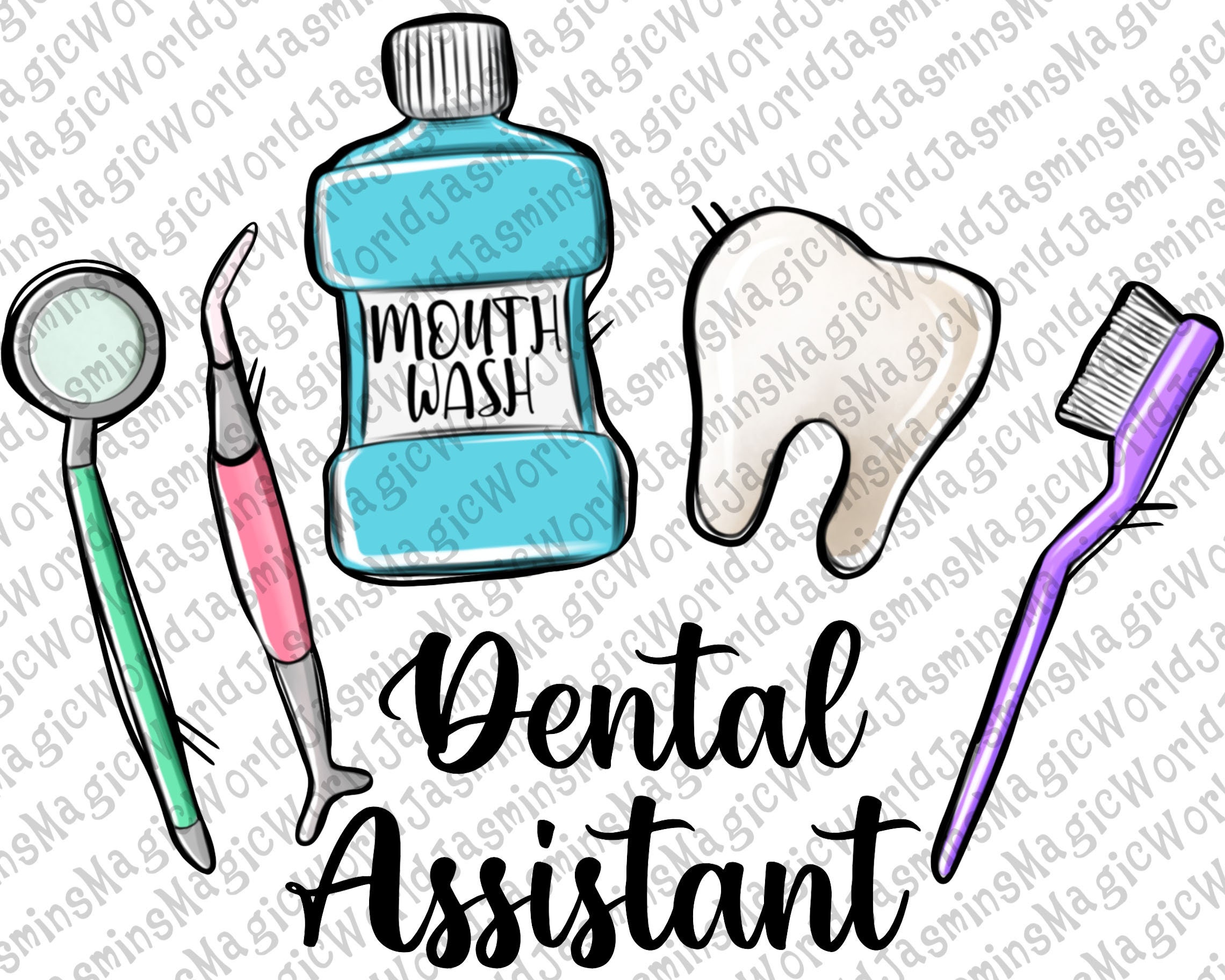 Dental Assistant Pngdental Pngdental Designwatercolor - Etsy UK